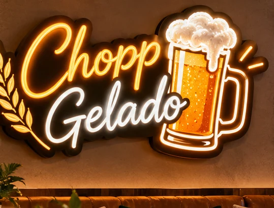 Conceito de letreiro neon artístico Chopp Gelado