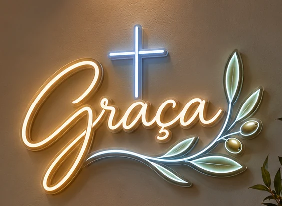 Conceito de letreiro neon artístico Graça