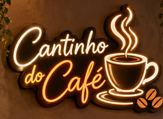 Arte conceitual do letreiro Cantinho do Café
